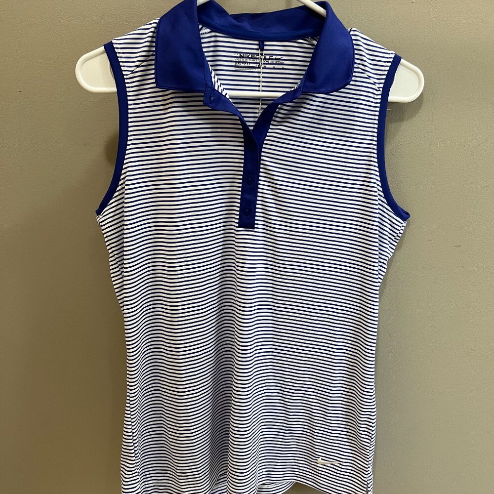 Nike Golf Women's Blue & White Striped Polo Tank